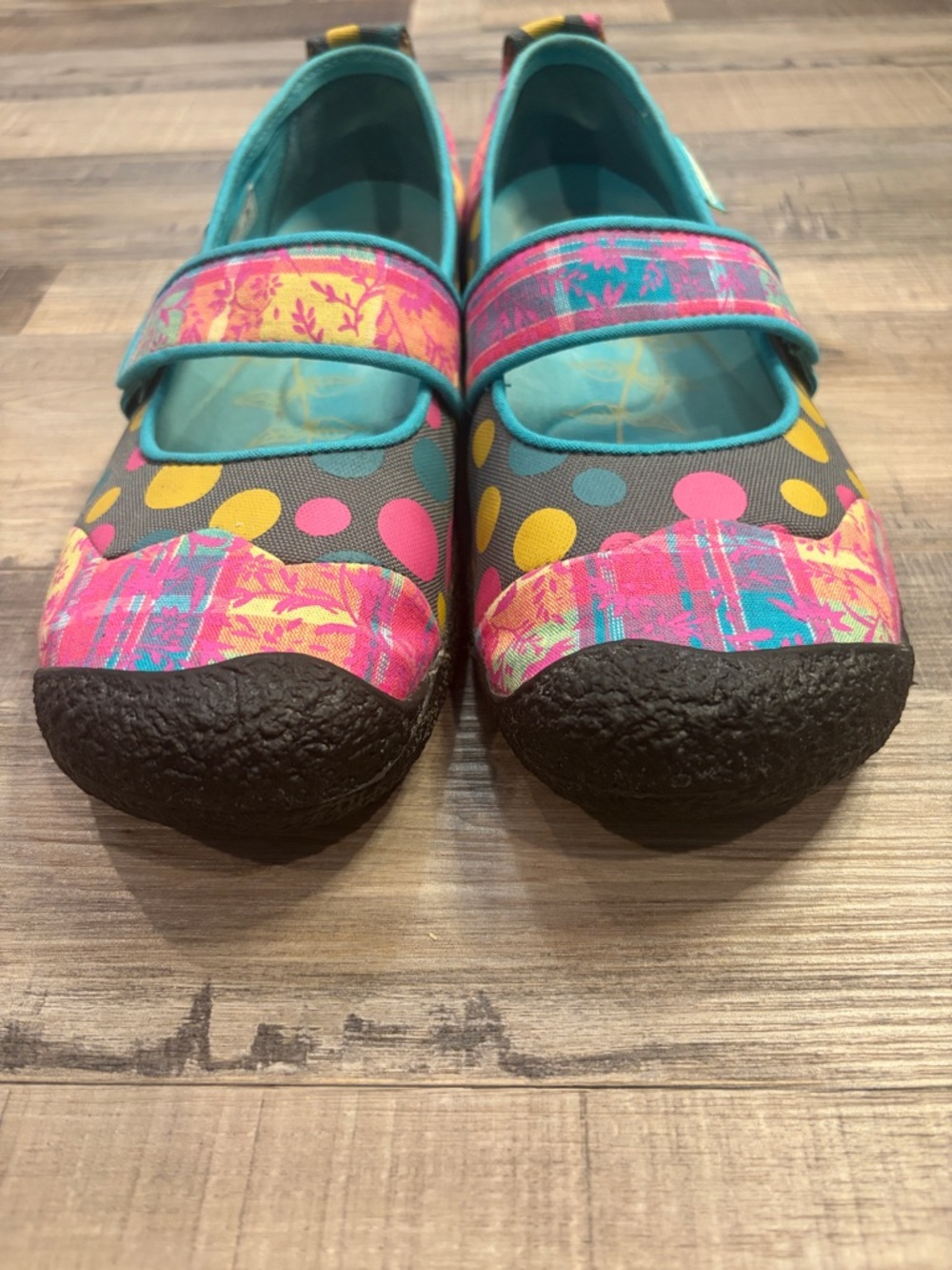 Keen Harvest Mary Jane MJII eco friendly shoes multi color plaid polka dot 9.5 - Picture 5 of 9